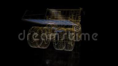大卡车。 卡车的流线形成。 无缝回路4k动画.. 大卡车虚拟模型。 数字技术