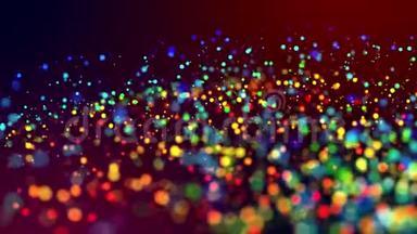 闪闪发光的神奇多色粒子在粘稠的液体中飞行，发出惊人的闪光，为美妙的节日服务