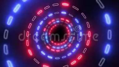 抽象创意霓虹灯技术隧道与圆形<strong>HUD</strong>。