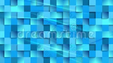 抽象技术运动背景，蓝色光泽镶嵌方块