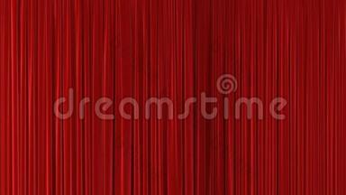 红色戏剧挥动着绿色屏幕上的窗帘打开和关闭。 绸布三维动画显示