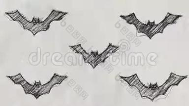 蝙蝠素描在铅笔绘图风格