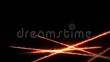 橙色光束循环动画。 背景动画的流动条纹的光。