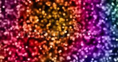 圣诞节数字闪光，火花多种颜色的粒子，在五颜六色的背景上流动，节日圣诞节，喜庆的新年