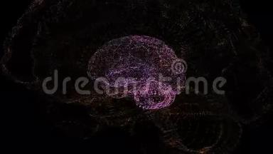 在黑暗背景下的另一个透明的大脑框架内照亮大脑的4k视频。