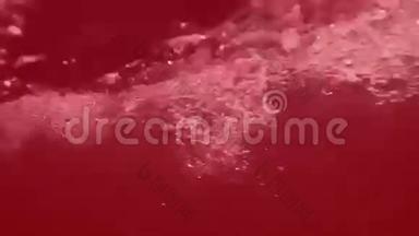 抽象的红色液体-带有气泡的<strong>湍流</strong>