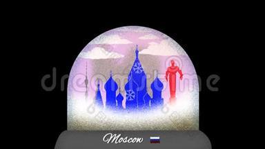 莫斯科雪球卡通动画在无缝循环