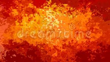 动画闪烁彩色背景无缝循环视频-水彩花效果-热红橙黄颜色
