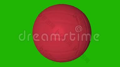 绿色屏幕上的红色旋转<strong>排球</strong>球。 3D<strong>动画</strong>