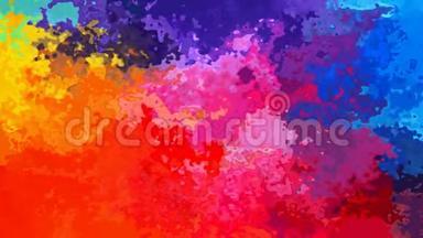 动画彩色彩色彩色背景无缝环视频-水彩花效果-可爱的霓虹灯彩虹全彩色光谱
