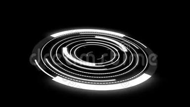 抽象圆形动画的未来主义科幻黑色HUD。 3D绘制