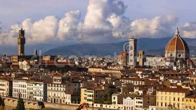 美丽的<strong>佛罗伦萨</strong>和圣玛丽亚大教堂，<strong>佛罗伦萨</strong>，意大利。 时间流逝。