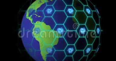 地球被IotaMIOTA区块链网络纠缠。 区块链概念