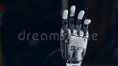 仿生手臂。 创新的机器人手制作的3D打印机。 未来派技术。