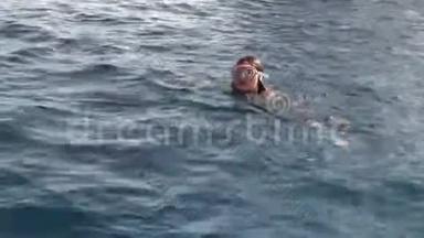 女潜水员潜入红海水下<strong>的</strong>鳍状肢。