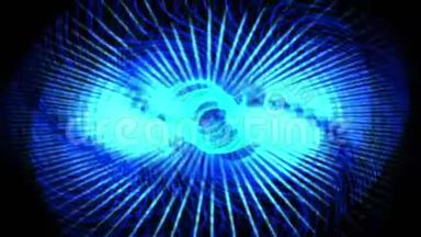 蓝色旋流齿轮激光灯，能源技术，辐射科学，脉冲风扇风。