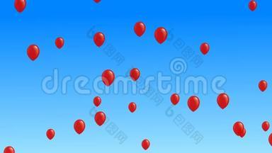 许多五颜六色的气球<strong>在空中飞行</strong>。