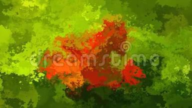 动画闪烁彩色背景无缝循环视频-水彩画效果-天然植物叶绿色