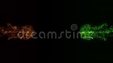 橙色绿色<strong>碰撞粒子</strong>内部标志运动背景