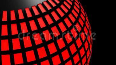 旋转黑色球体周围都有红灯-3D渲染<strong>视频</strong>幻灯片