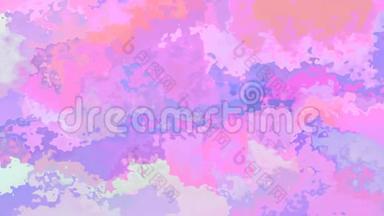 动画闪烁彩色背景无缝环视频-水彩斑点效果-独角兽可爱全息颜色-粉红色，紫色