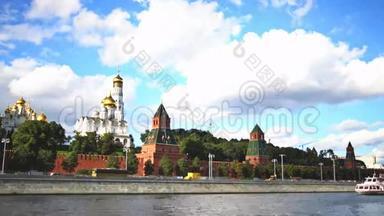 莫斯科克里姆林宫、莫斯科河码头、报喜<strong>大</strong>教堂和<strong>大</strong>天使<strong>大</strong>教堂。时间流逝。超<strong>高清</strong>-4K。