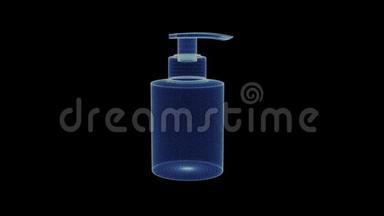 粒子护发和洗发水瓶的全息图
