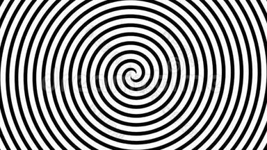 黑白催眠螺旋幻觉背景，4K视频