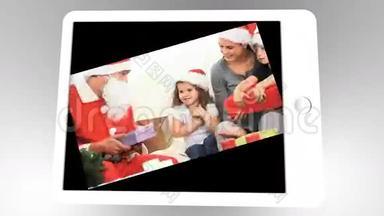 平板电脑被用来观看两部与圣诞节有关的家庭短片
