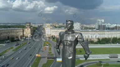 莫斯科加加林广场尤里·加加林纪念碑的鸟瞰图