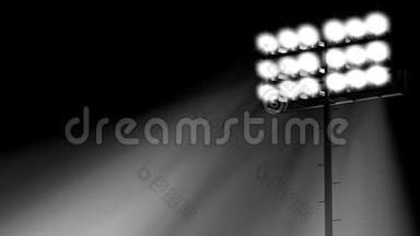 体育场泛光灯开启黑色透明背景3d渲染图