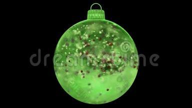 圣诞节新年绿冰玻璃装饰红球阿尔法哑光环