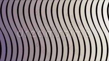 迷幻黑白动画的抽象与波浪条纹。 动画。 简单的扁平波浪线不断延伸