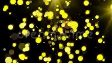 金色闪光粒子和闪光，庆祝3d渲染背景，金色爆炸纸屑