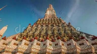 日落时分，著名的曼谷寺庙装饰4k泰国
