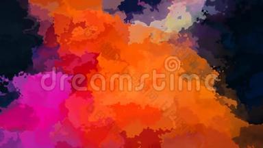 动画彩色彩色彩色背景无缝环视频-水彩画效果-霓虹灯橙粉紫黑色