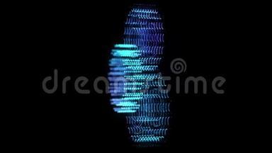发光蓝光粒子点的齿轮模型。 三维虚拟空间中的无缝循环运动动画。 卫生学