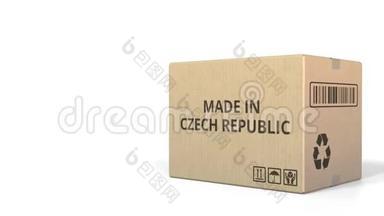 带有CZECH共和国标题的盒子。 3D动动画