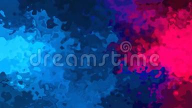动画闪烁彩色背景无缝循环视频-水彩画效果-深蓝色和热粉红色