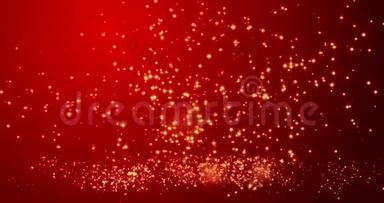 <strong>金色</strong>五彩斑斓的bokeh灯在红色快乐情人节背景。