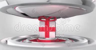 红色丝带礼品3D标志移动机械展示