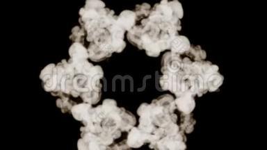 <strong>烟雾</strong>模拟的三维渲染在黑色背景上，用于<strong>烟雾</strong>的视觉效果。 圆形结构4