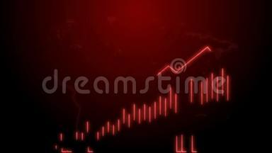 4k商业增长与成功箭信息图表动画商业信息图表红色霓虹灯