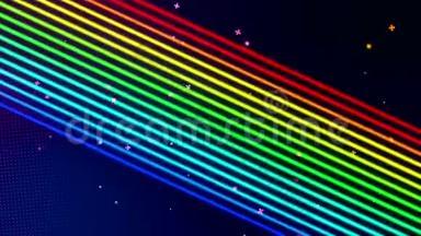 深色背景下彩虹颜色移动线的视频动画
