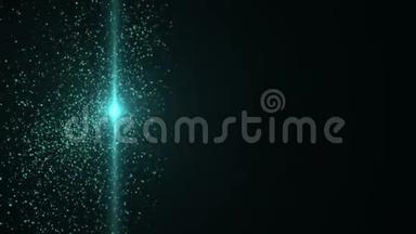 光束和许多美丽的粒子在空间中，计算机生成抽象背景，三维渲染