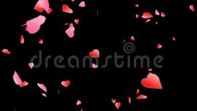 红色迷你心脏和粉红色迷你心脏动画在黑色背景。
