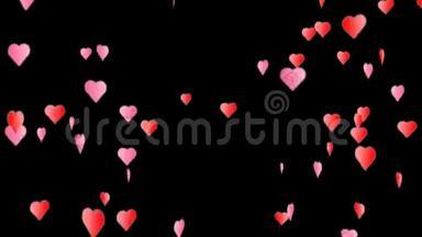 红色迷你心脏和粉红色迷你心脏动画在黑色背景。
