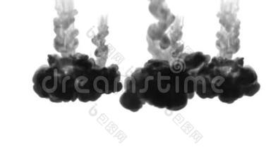 黑色墨水溶于水的三维渲染，模拟墨水注入，VFX效果与Luma哑光。 黑色白色6