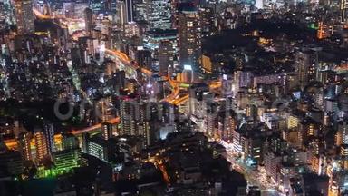 日本东京都市高速公路<strong>枢纽</strong>道路与城市夜间时间间隔