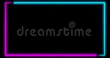 霓虹灯背景与<strong>LED</strong>框架屏幕。 荧光抽象蓝色，紫色.. 循环<strong>动画</strong>4K。